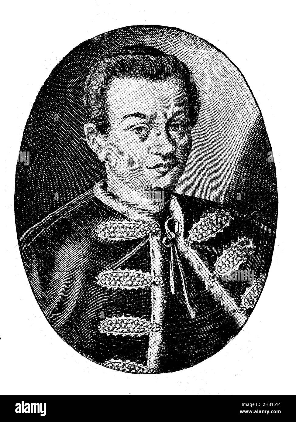 The false Dmitri, Yuri Otrepyev, as monk Grigory Otrepyev, Pseudo-Dimitri or Pseudo-Demetrius, born around 1580 - May 27, 1606, was Russian tsar for a short time in 1605/06 as Dimitri II.  /  Der falsche Dmitri, Juri Otrepjew, als Mönch Grigori Otrepjew, Pseudo-Dimitri oder Pseudo-Demetrius, geboren um 1580 - 27. Mai 1606, war 1605/06 als Dimitri II. für kurze Zeit russischer Zar, Historisch, historical, digital improved reproduction of an original from the 19th century / digital restaurierte Reproduktion einer Originalvorlage aus dem 19. Jahrhundert, Originaldatum nicht bekannt Stock Photo