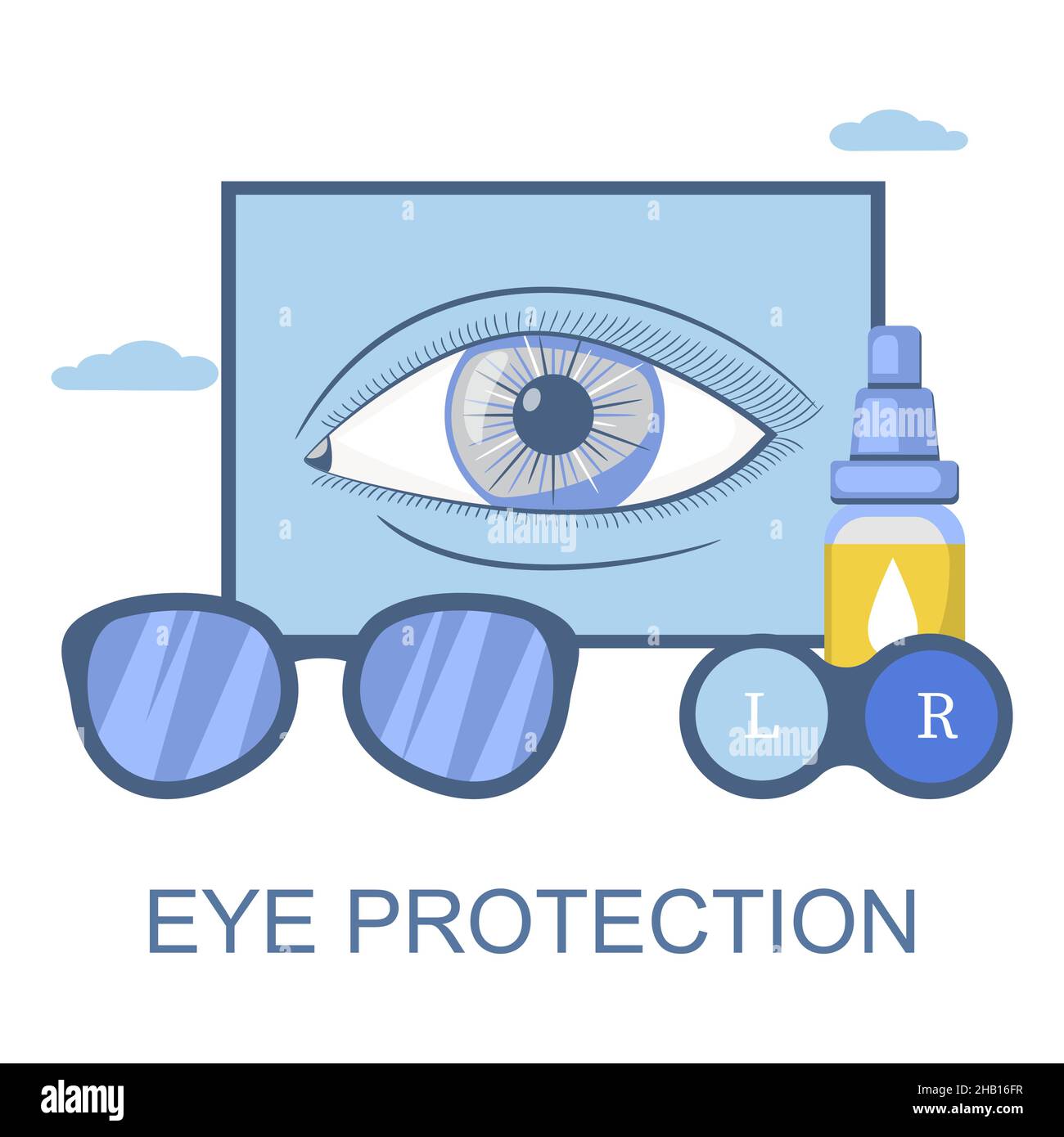 Contact lenses, eye drops, glasses, vector illustration. Vision