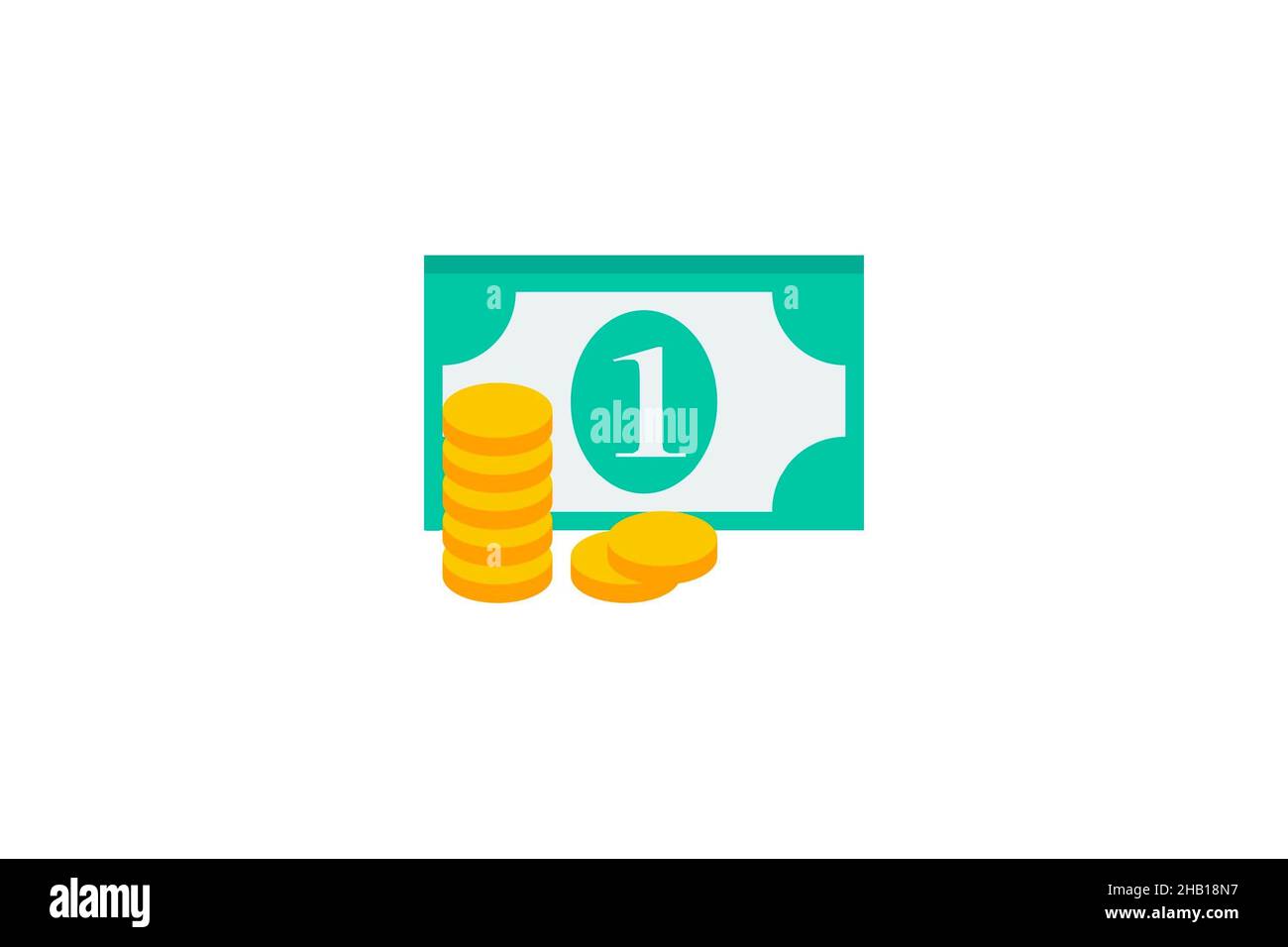 Coins and paper cash icon isolated on white color background Stock ...