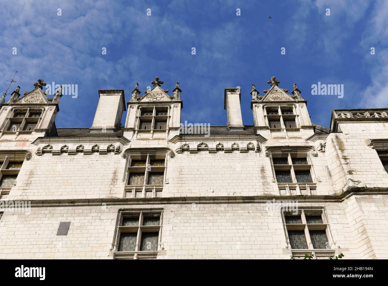 Loches (central-western France): the Royal City. Detail of the Royal Castle. Building registered as a National Historic Landmark (French "Monument his Stock Photo
