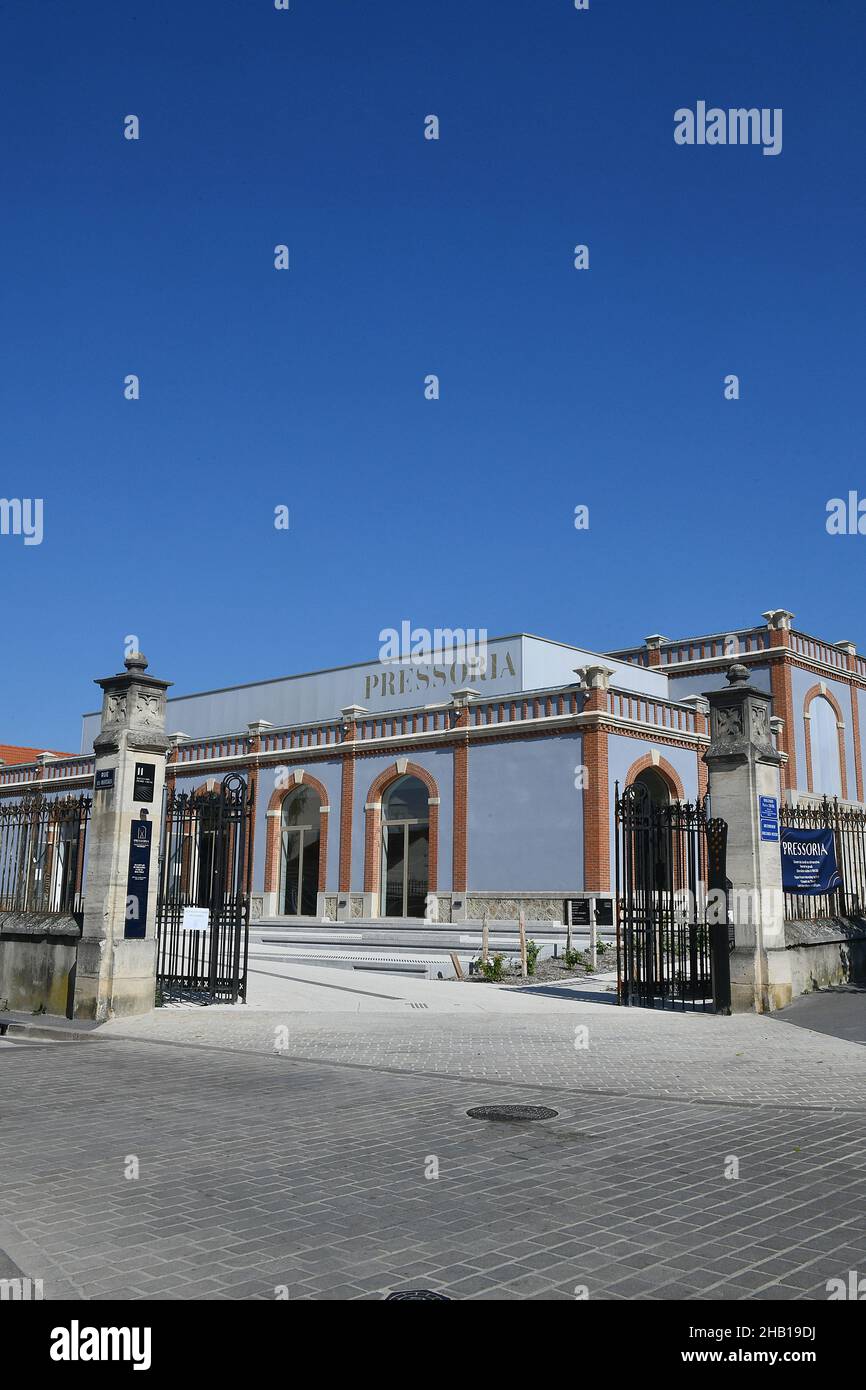 Aÿ-Champagne (north-eastern France): Pressoria, Center for the Sensory Interpretation of Champagne Wines, at the bottom of the historic hillsides of A Stock Photo