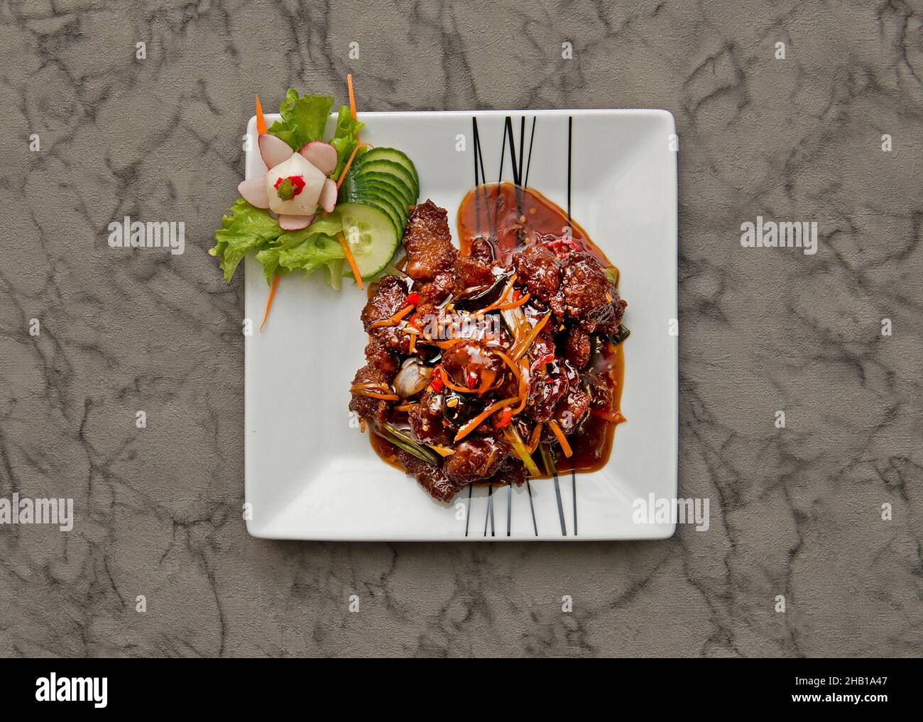 Crispy Chilli Beef...Japanese, Thai, Chinese, Korean, Mongolian and Oriental food. Stock Photo