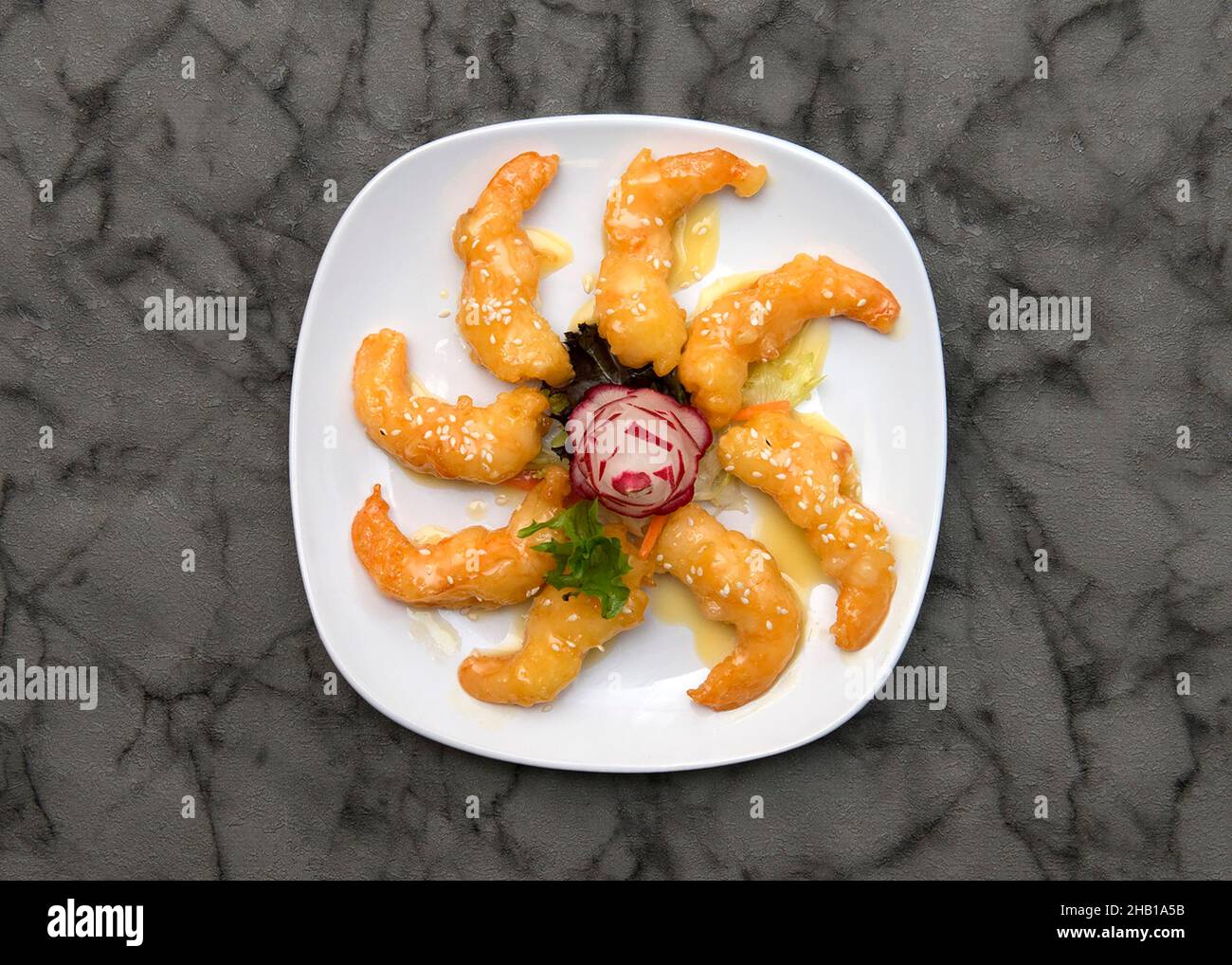 Crystal King Prawn...Japanese, Thai, Chinese, Korean, Mongolian and Oriental food. Stock Photo