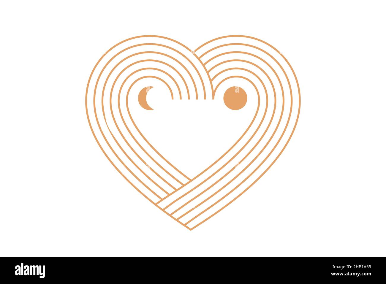 Minimalist Bohemian Valentine's day greeting card, wall art prints. Heart, sun, moon, and rainbow, design templates, geometric abstract design Stock Vector