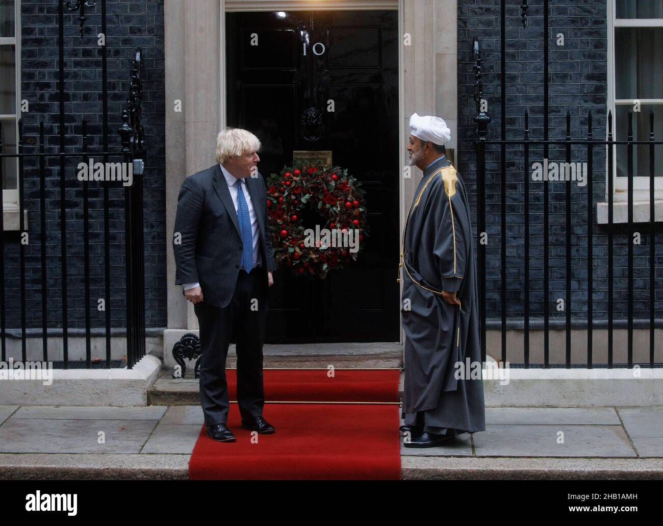 London, UK. 16th Dec, 2021. The Sultan of Oman, Haitham bin Tarik, visits 10 Downing Street. Credit: Tommy London/Alamy Live News Stock Photo