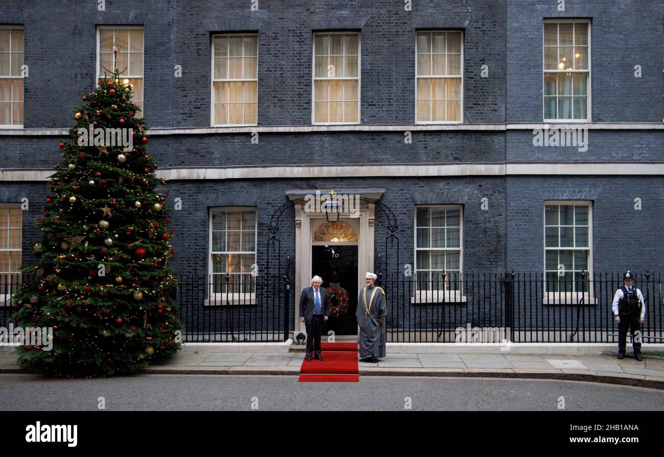 London, UK. 16th Dec, 2021. The Sultan of Oman, Haitham bin Tarik, visits 10 Downing Street. Credit: Tommy London/Alamy Live News Stock Photo