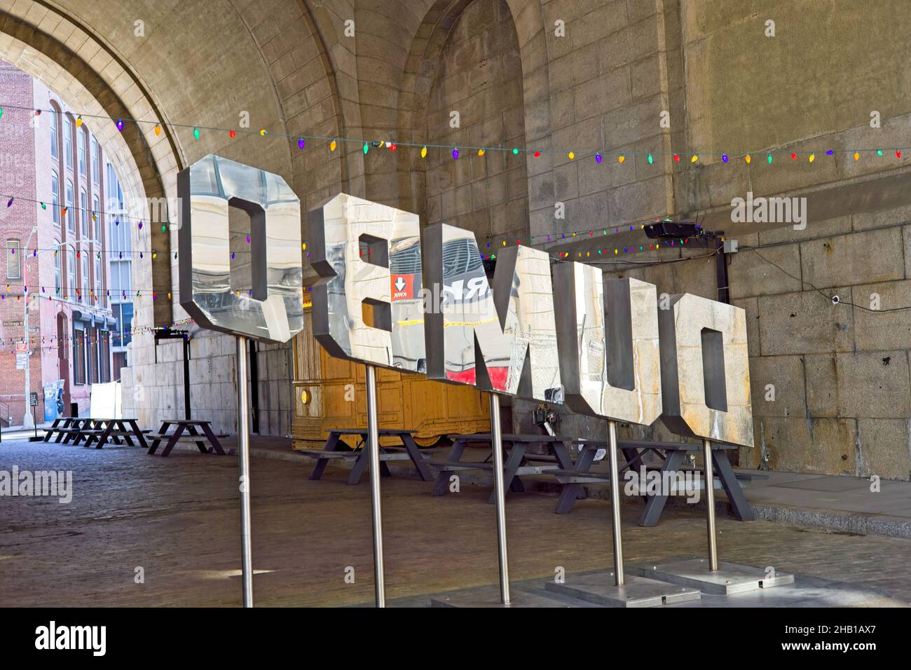 Brooklyn, NY, USA - Dec 15, 2021: DUMBO sign as viewed from the south ...
