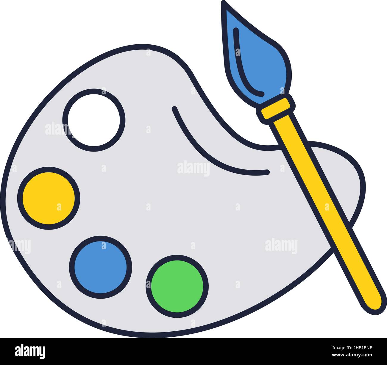 Color paint pallet and brush vector art icon Stock Vector Image & Art ...