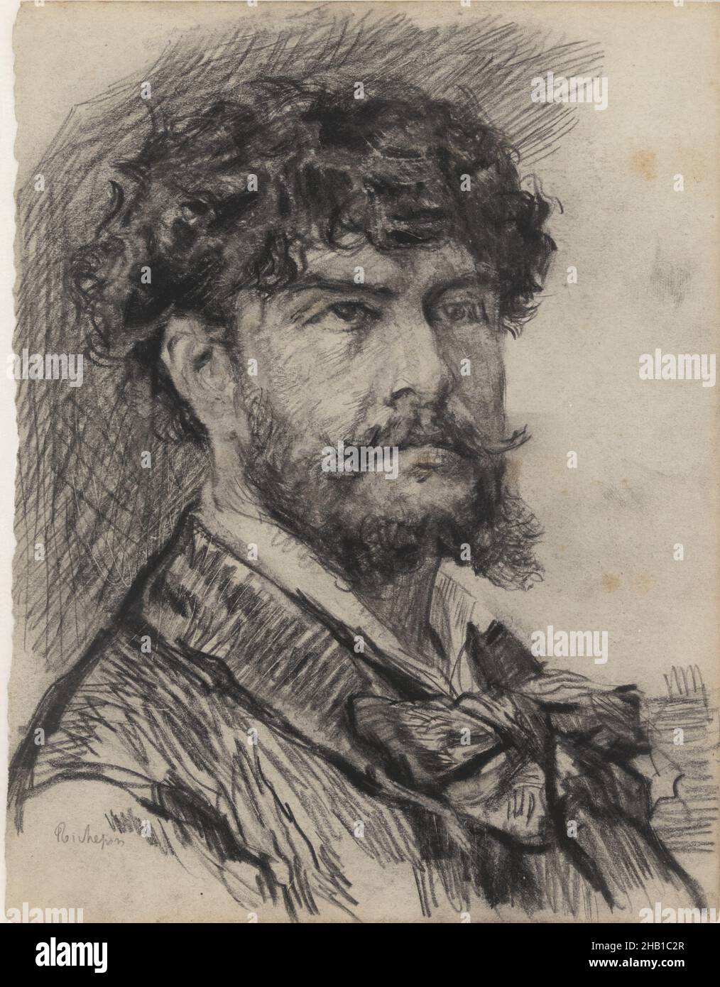 The poet Jean Richepin, James Ensor, circa 1880-1890, drawing, Belgian Art Stock Photo