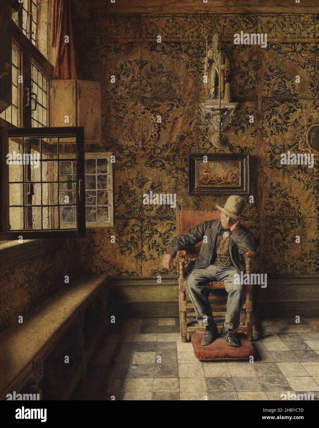 The man in the chair, Henri De Braekeleer, (1875), painting, Belgian Art Stock Photo