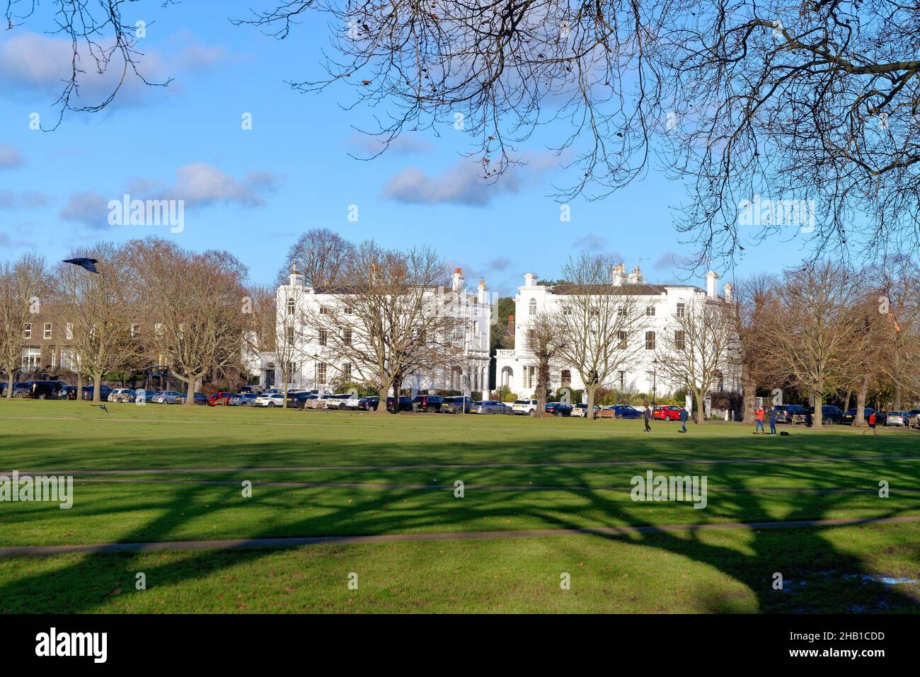 Exclusive private residential houses on Richmond Green on a sunny