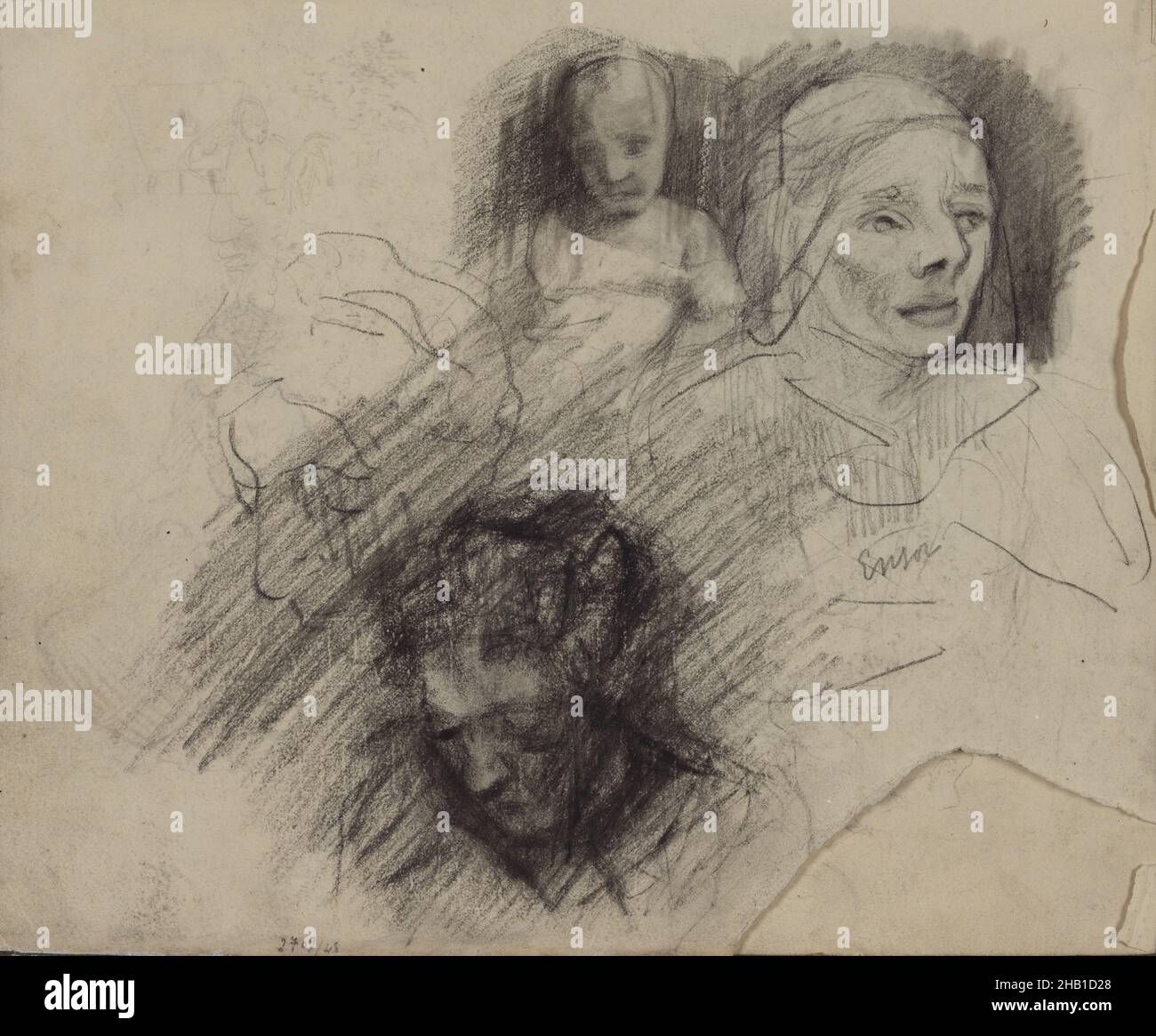 Heads, James Ensor, drawing, between circa 1900 and circa 1910, Belgian ...