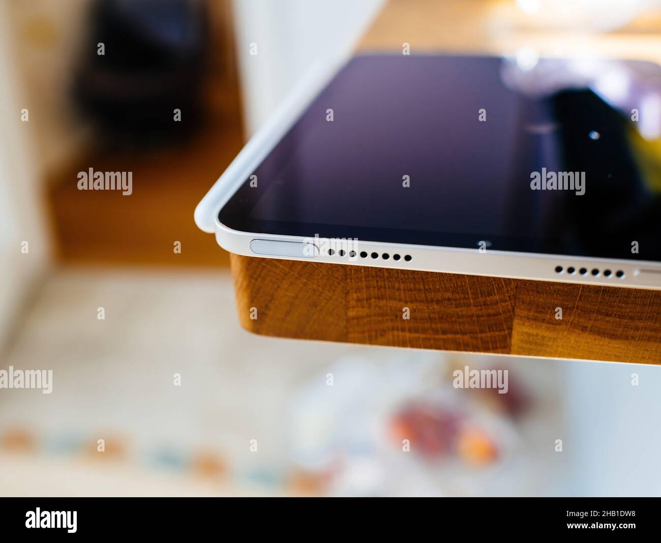 Macro shot of new latest Apple Computers iPad Mini tablet computer with Apple Pencil Stock Photo