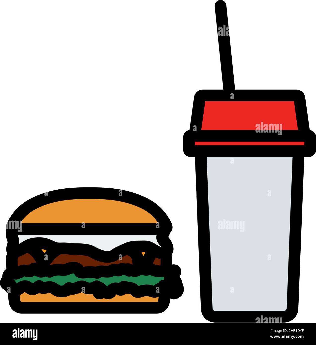 Fast Food Icon. Editable Bold Outline With Color Fill Design. Vector ...