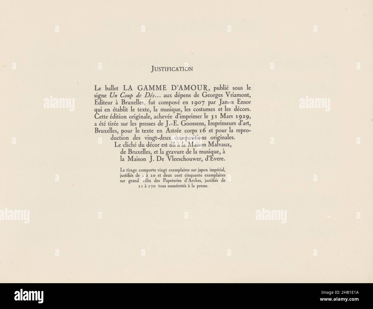 La gamme d'amour, James Ensor, 1929, literary work, Belgian Art Stock Photo