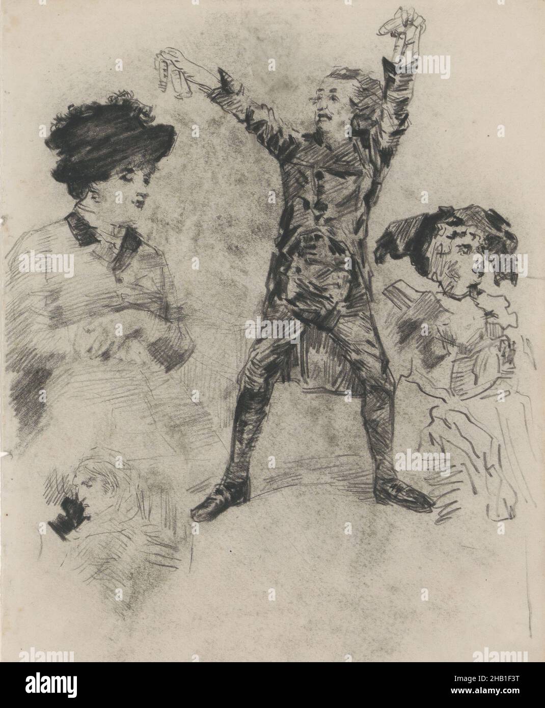 Taskin as a miracle worker in Hoffmann's tales, James Ensor, 1800, drawing, between circa 1883 and circa 1890, Belgian Art Stock Photo