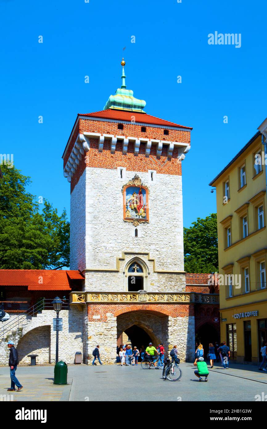 Poland, Cracow, Florian Gate. Stock Photo