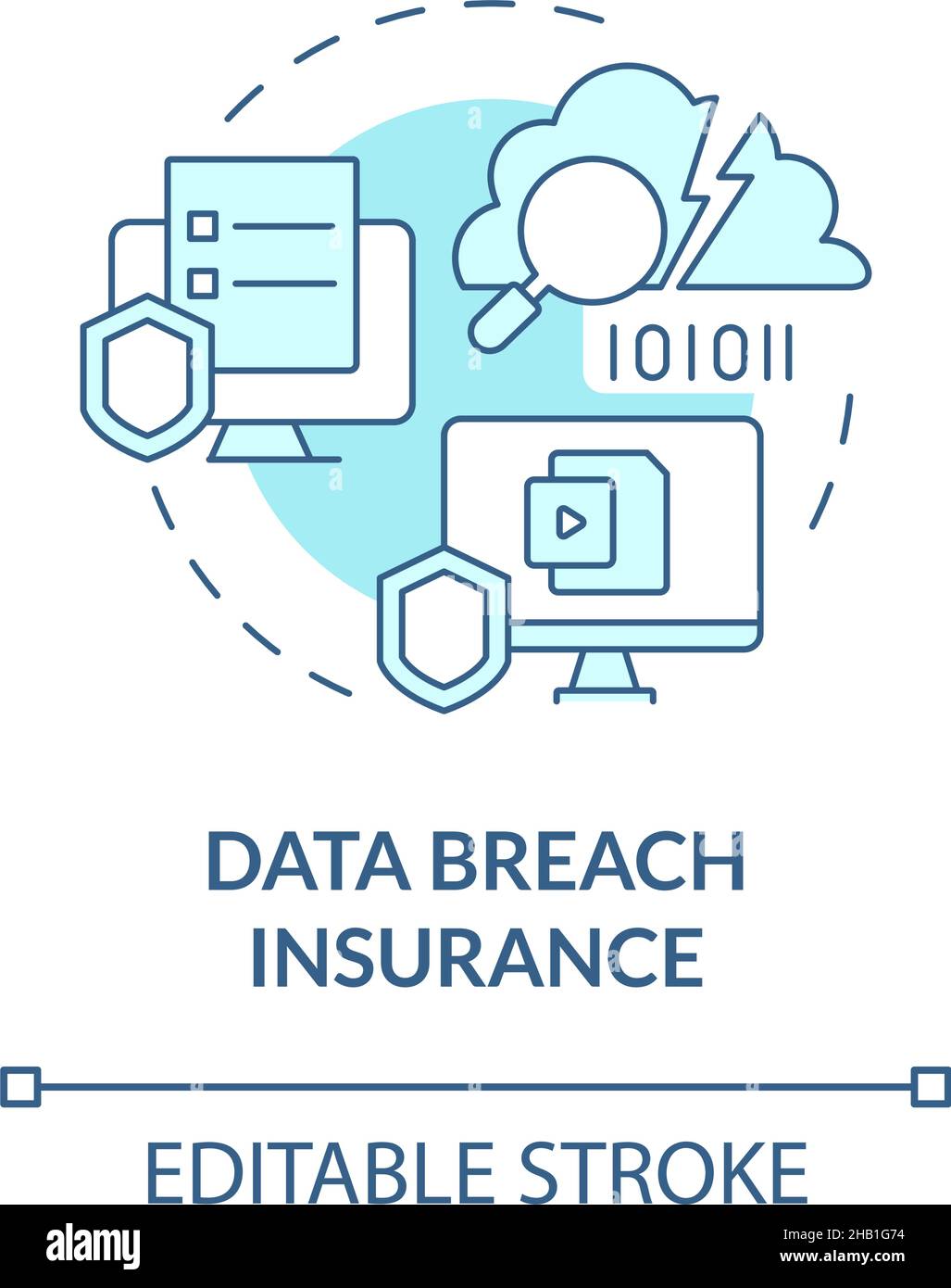 Data breach insurance turquoise concept icon Stock Vector