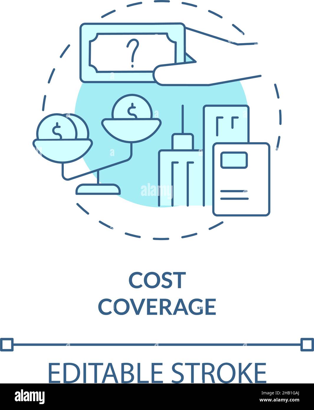 Cost coverage turquoise concept icon Stock Vector