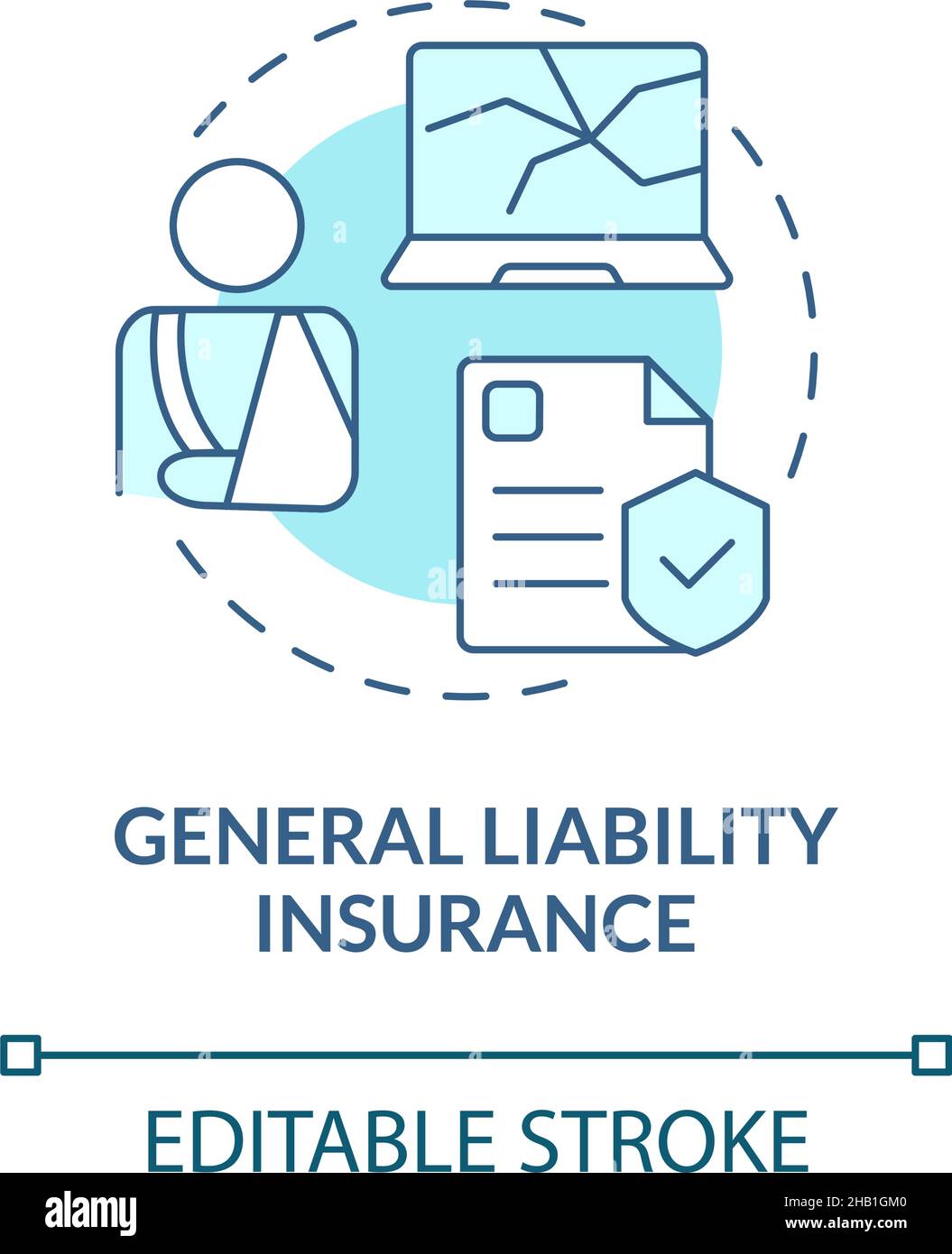 General liability insurance turquoise concept icon Stock Vector