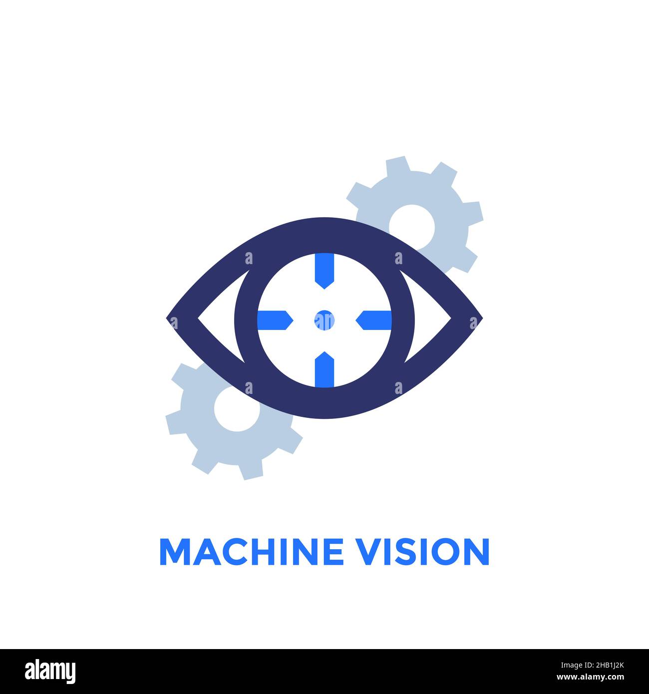 Machine vision icon with gears Stock Vector