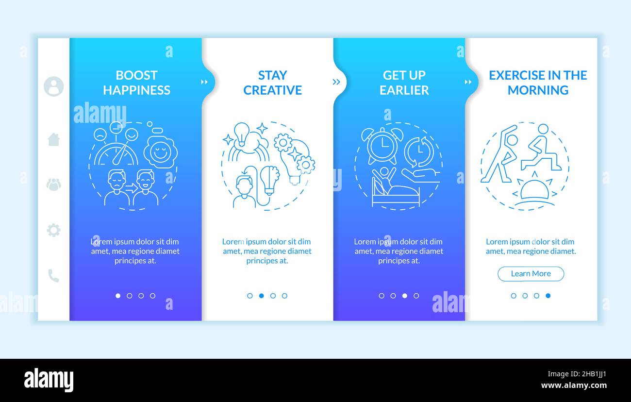 How to live balanced life blue gradient onboarding template Stock ...
