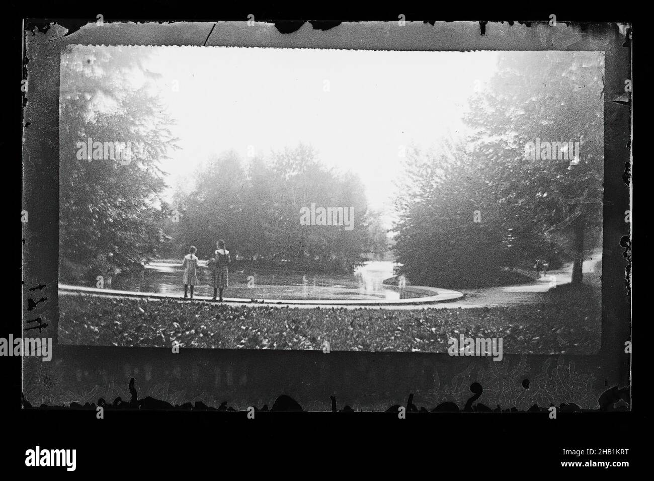 Lake, Prospect Park, Brooklyn, George Bradford Brainerd, American, 1845-1887, Collodion silver glass wet plate negative, ca. 1872-1887, 19thC, b/w, recreation Stock Photo