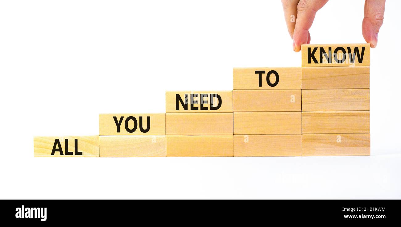 All you need to know symbol. Wooden blocks with words All you need to ...