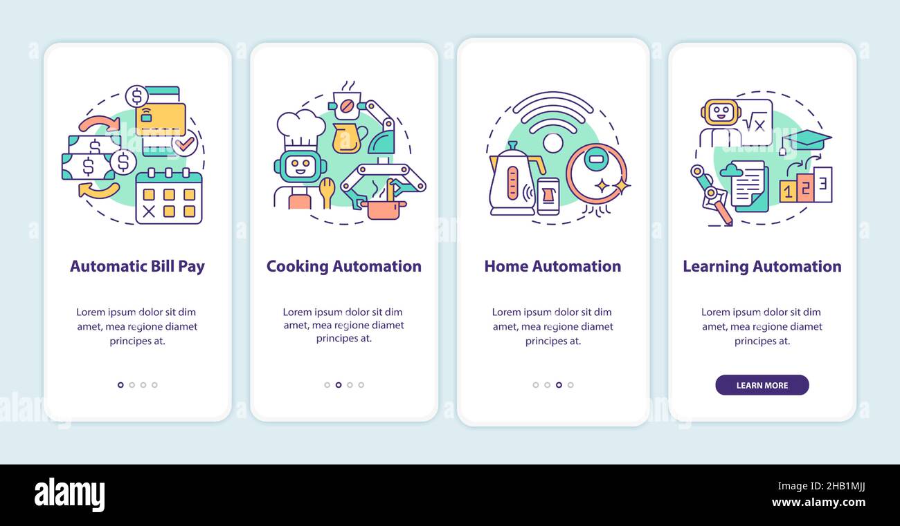 Everyday life automation onboarding mobile app screen Stock Vector