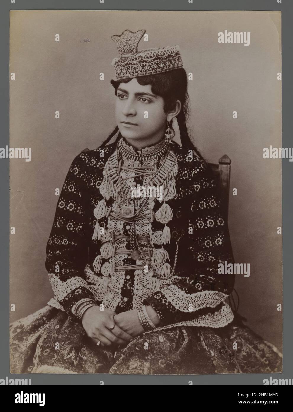 Young Girl in Urban Dress, featuring Hat with Crown Ornament, One of 274 Vintage Photographs, Albumen silver photograph, late 19th-early 20th century, Qajar, Qajar Period, 8 3/16 x 6 1/8 in., 20.8 x 15.6 cm Stock Photo