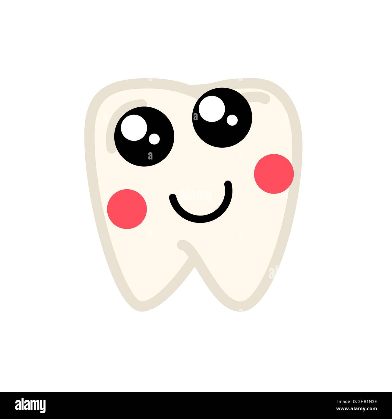 Human tooth with cute face, medical icon on white Stock Vector Image ...
