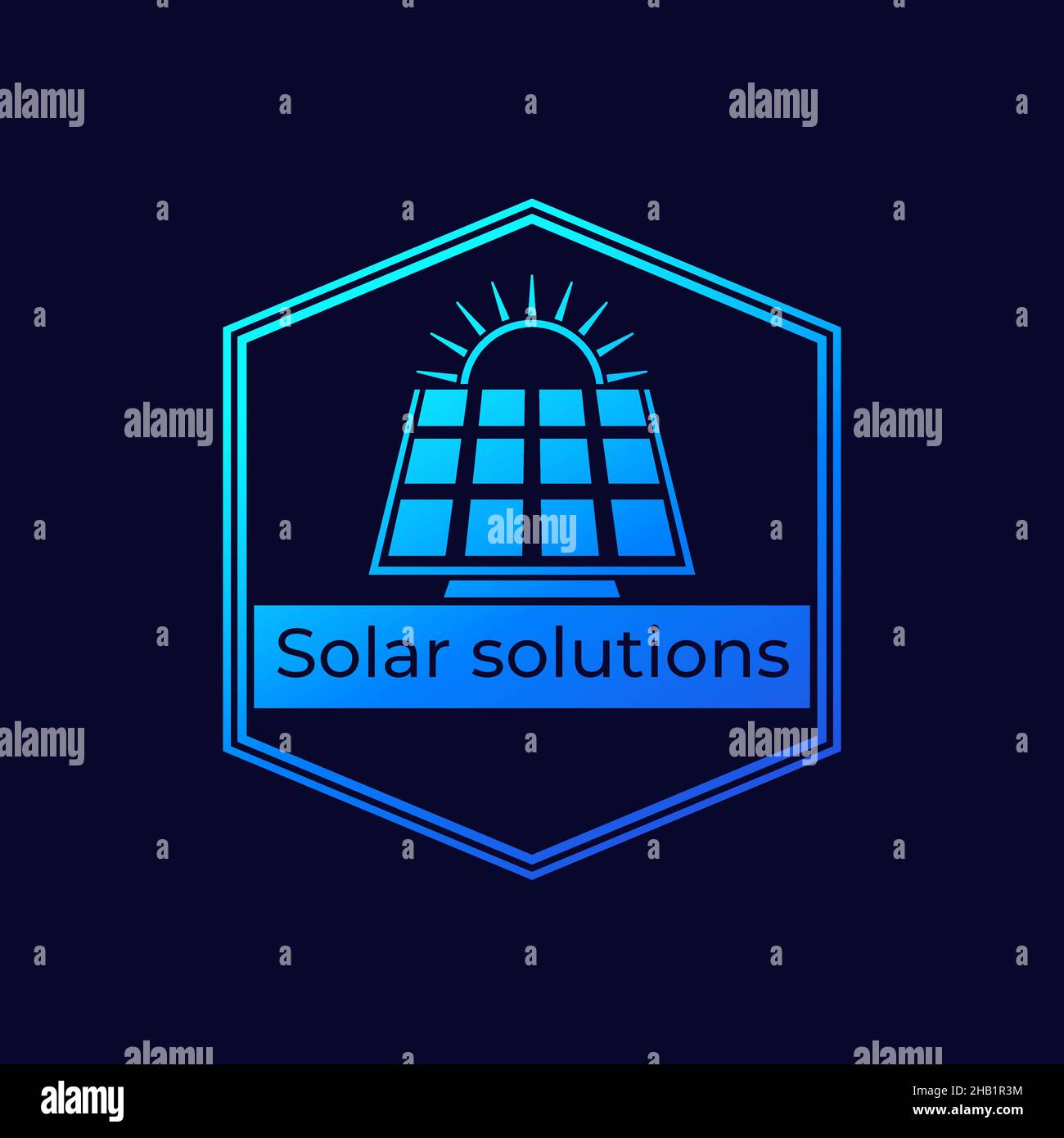 Solar energy emblem, vector design Stock Vector