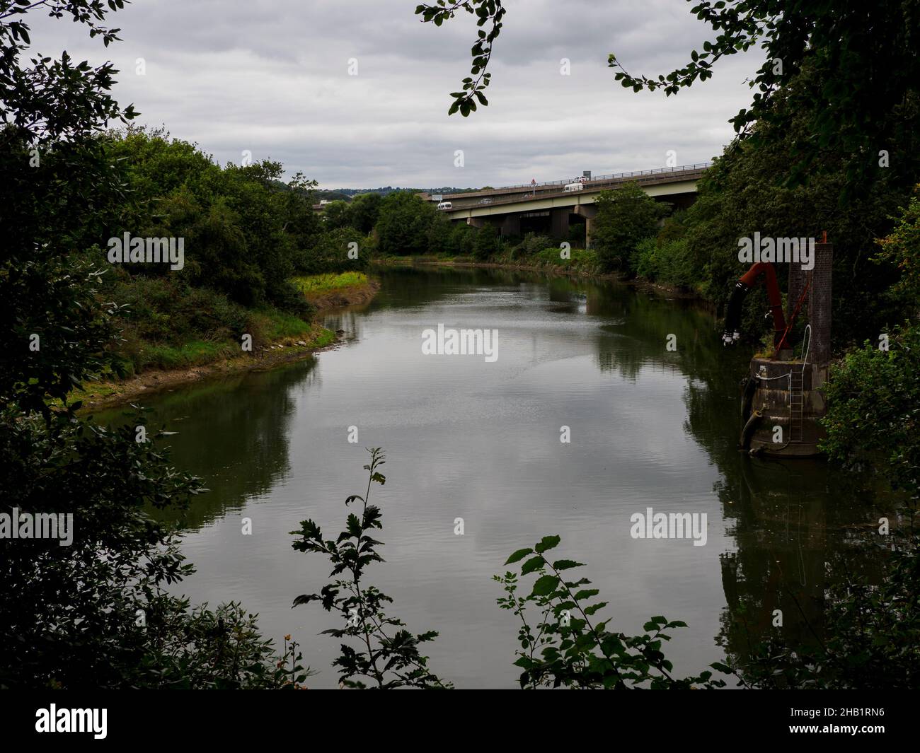 The River Plym and the A38 Marsh Mills Flyover, plympton, Plymouth
