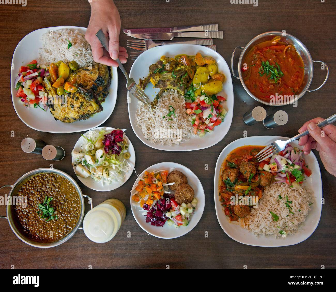 Selection of Moroccan food. Stock Photo
