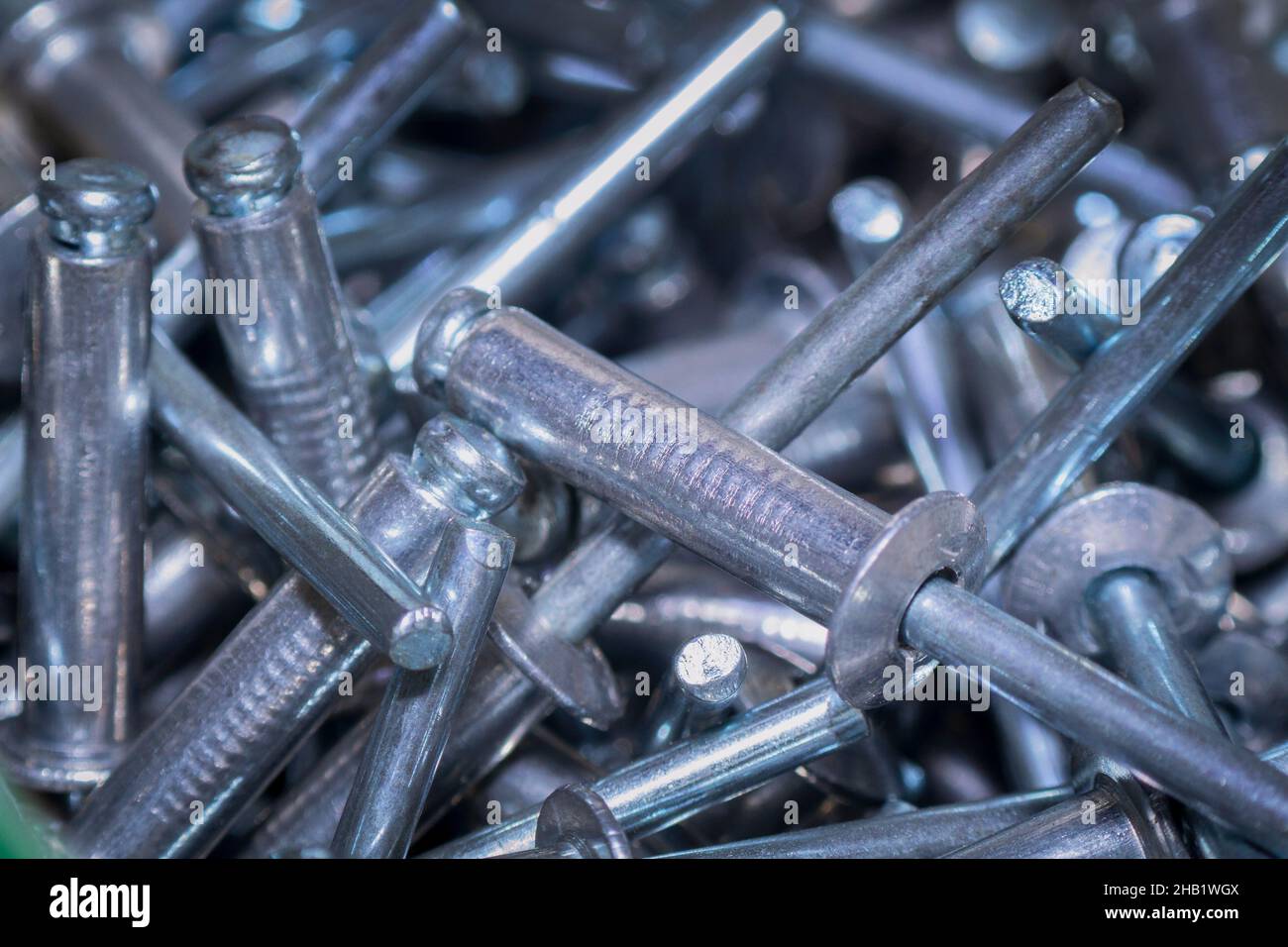 Macro shots aluminum blind rivet nails closeup Stock Photo Alamy