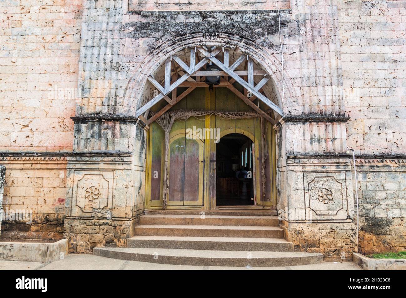 Portal of Lazi church on Siquijor island, Philippines. Stock Photo