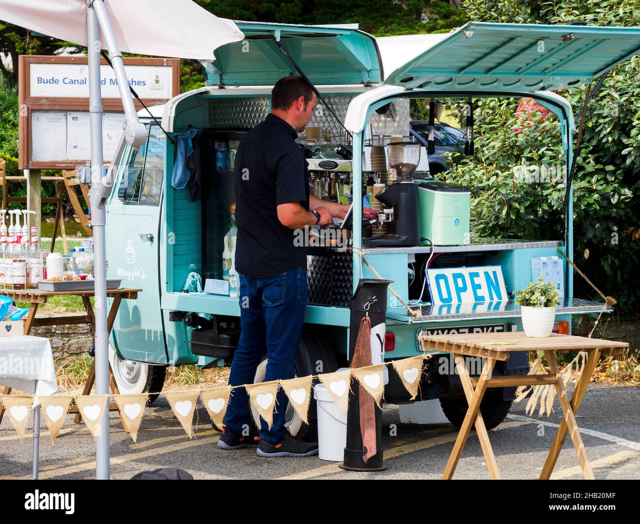 Mobile coffee van, Bude, Cornwall, UK Stock Photo Alamy