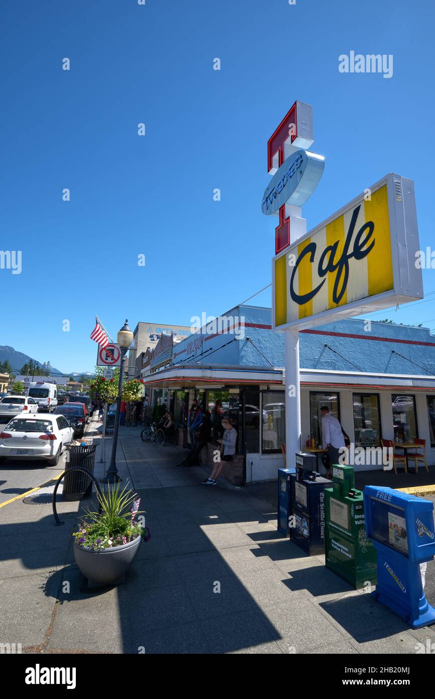RR cafe (Twede's Cafe), film setting of the TV series Twin Peaks, North Bend, Washington Stock Photo
