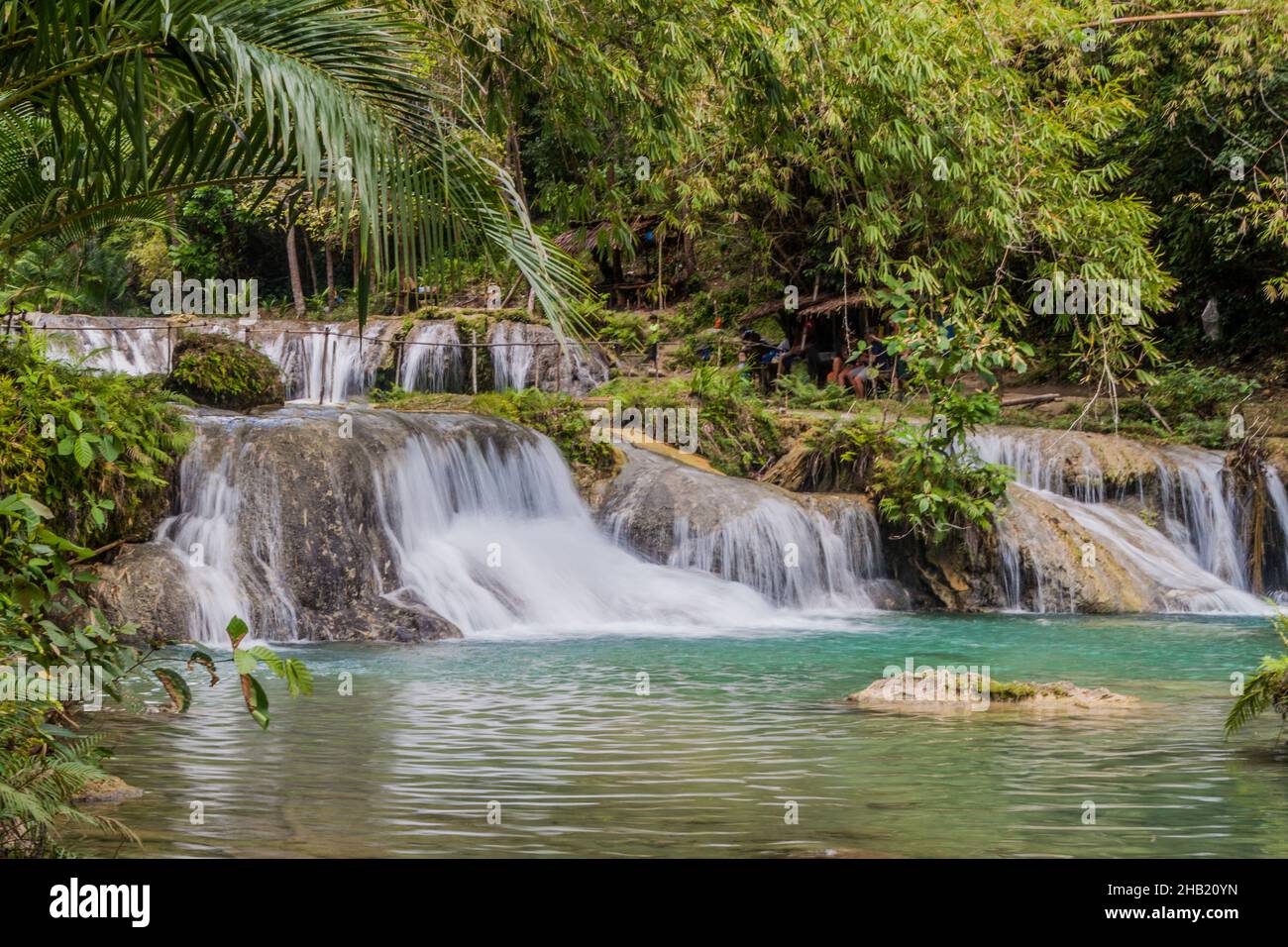Cambugahay Falls on Siquijor island, Philippines. Stock Photo