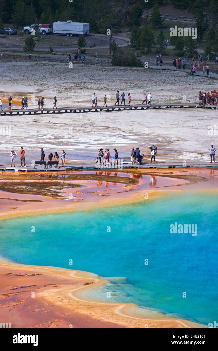 Grand Prismatic Spring Pool In Yellowstone National Park, Wyoming, USA Stock Photo