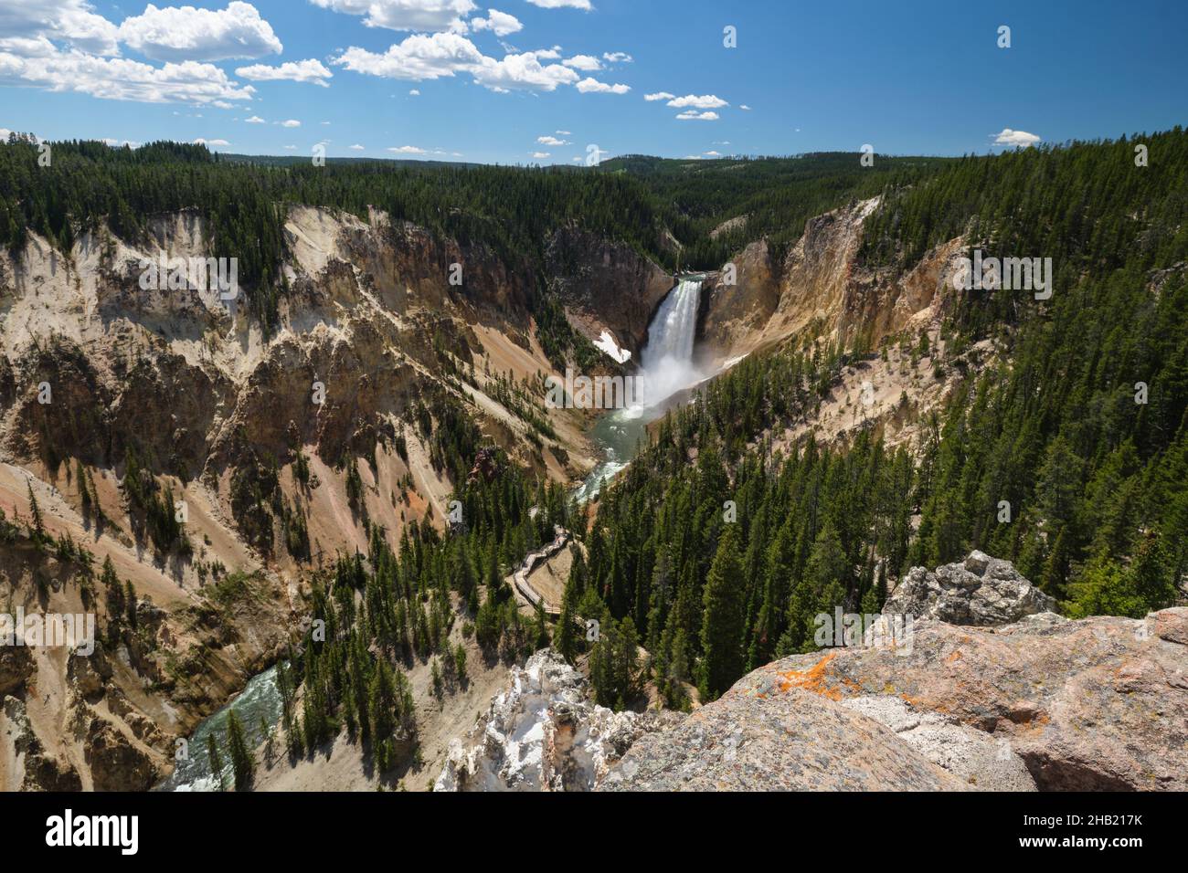 Panorama Of Lower Falls And Grand Canyon Of Yellowstone river, Yellowstone National Park Stock Photo