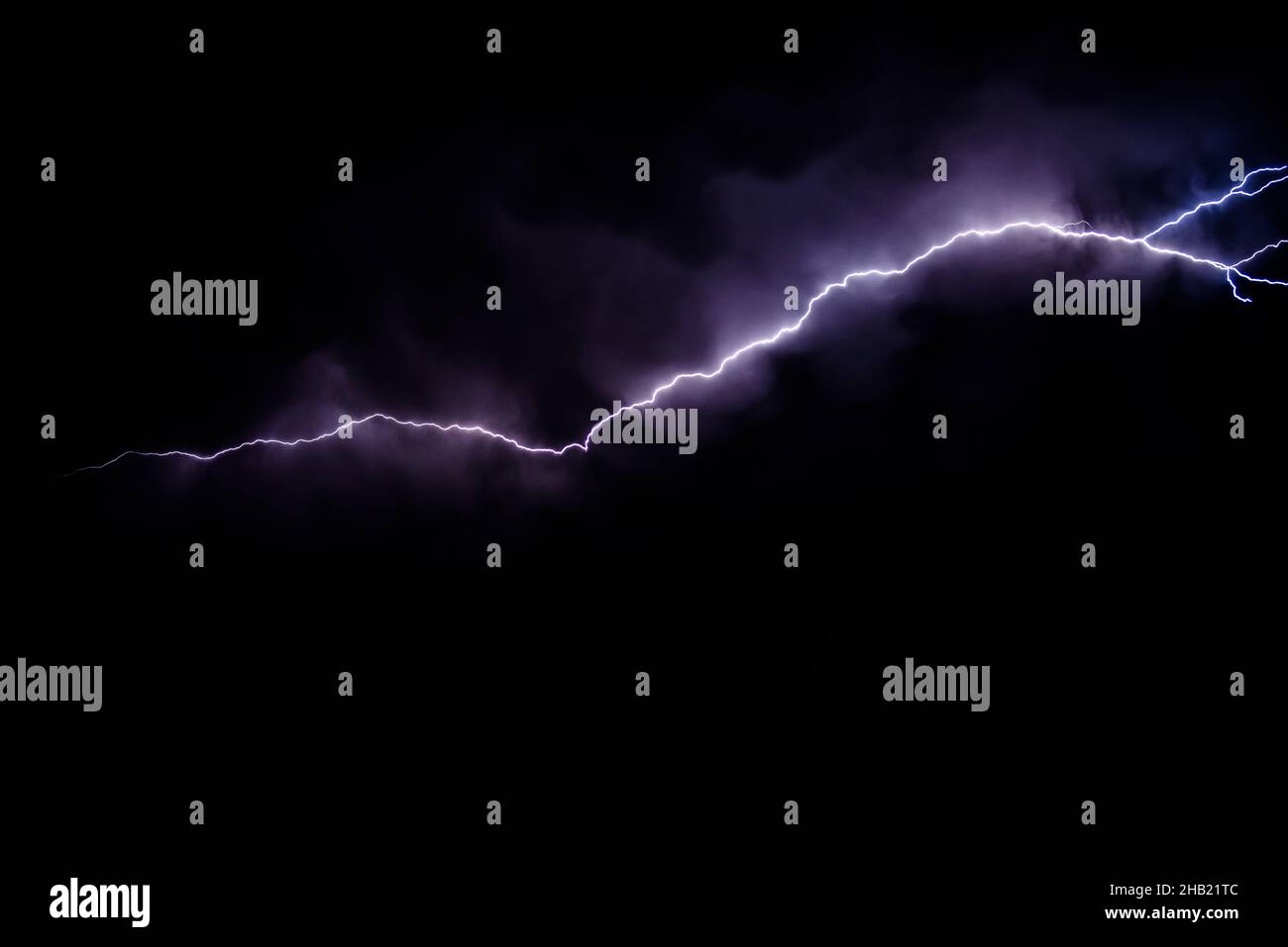Realistic lightning isolated on black background Stock Photo - Alamy