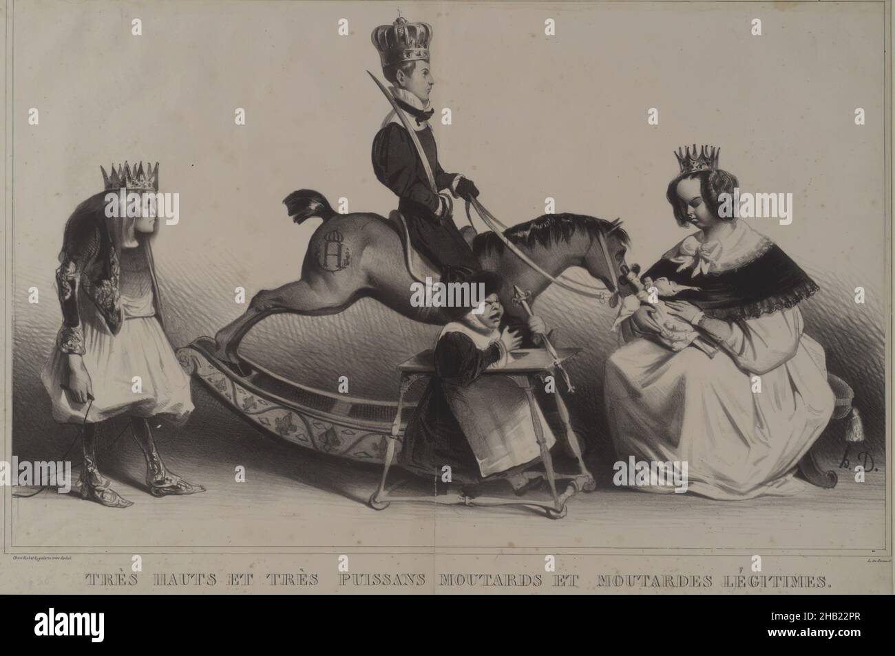 Très Hauts et Très Puissans Moutards et Moutards Légitimes, Honoré Daumier, French, 1808-1879, Lithograph on wove paper, February 1834, Sheet: 13 x 19 3/4 in., 33 x 50.2 cm Stock Photo