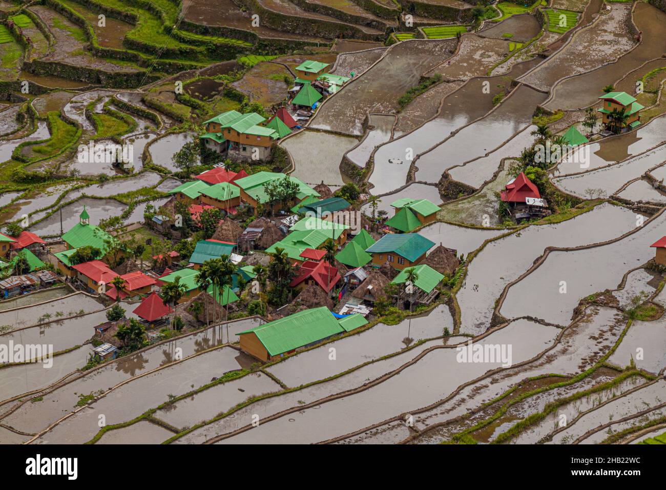 Aerial view of Batad rice terraces, Luzon island, Philippines Stock ...