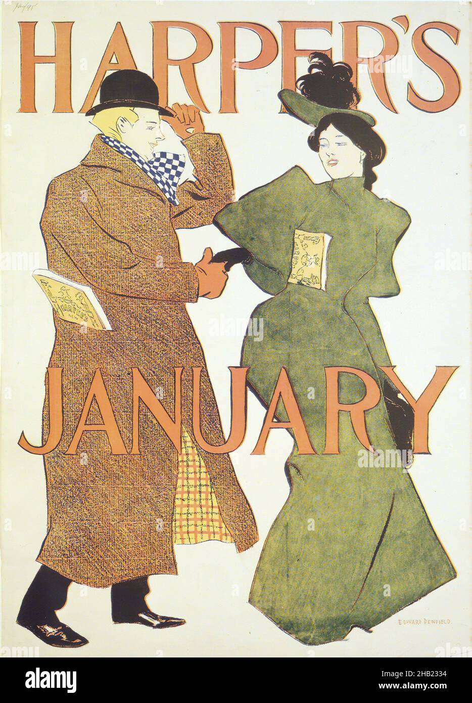 Harper's Poster - January 1895, Edward Penfield, American, 1866-1925, Lithograph on wove paper, 1895, Sheet: 18 x 12 15/16 in., 45.7 x 32.8 cm Stock Photo