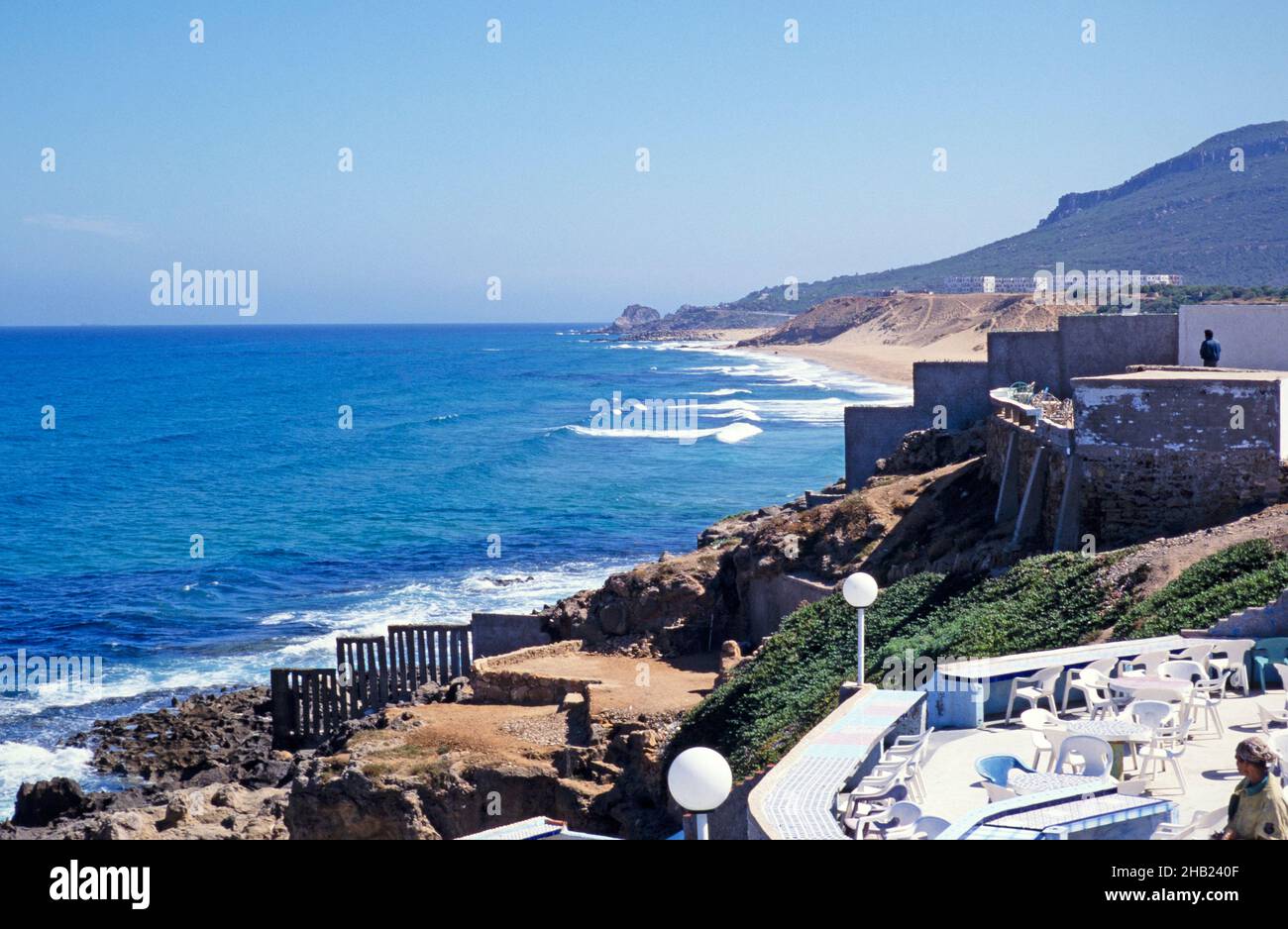 Sea view of Atlantic Ocean view north towards Cape Spartel, Morocco, north Africa 1999 Stock Photo