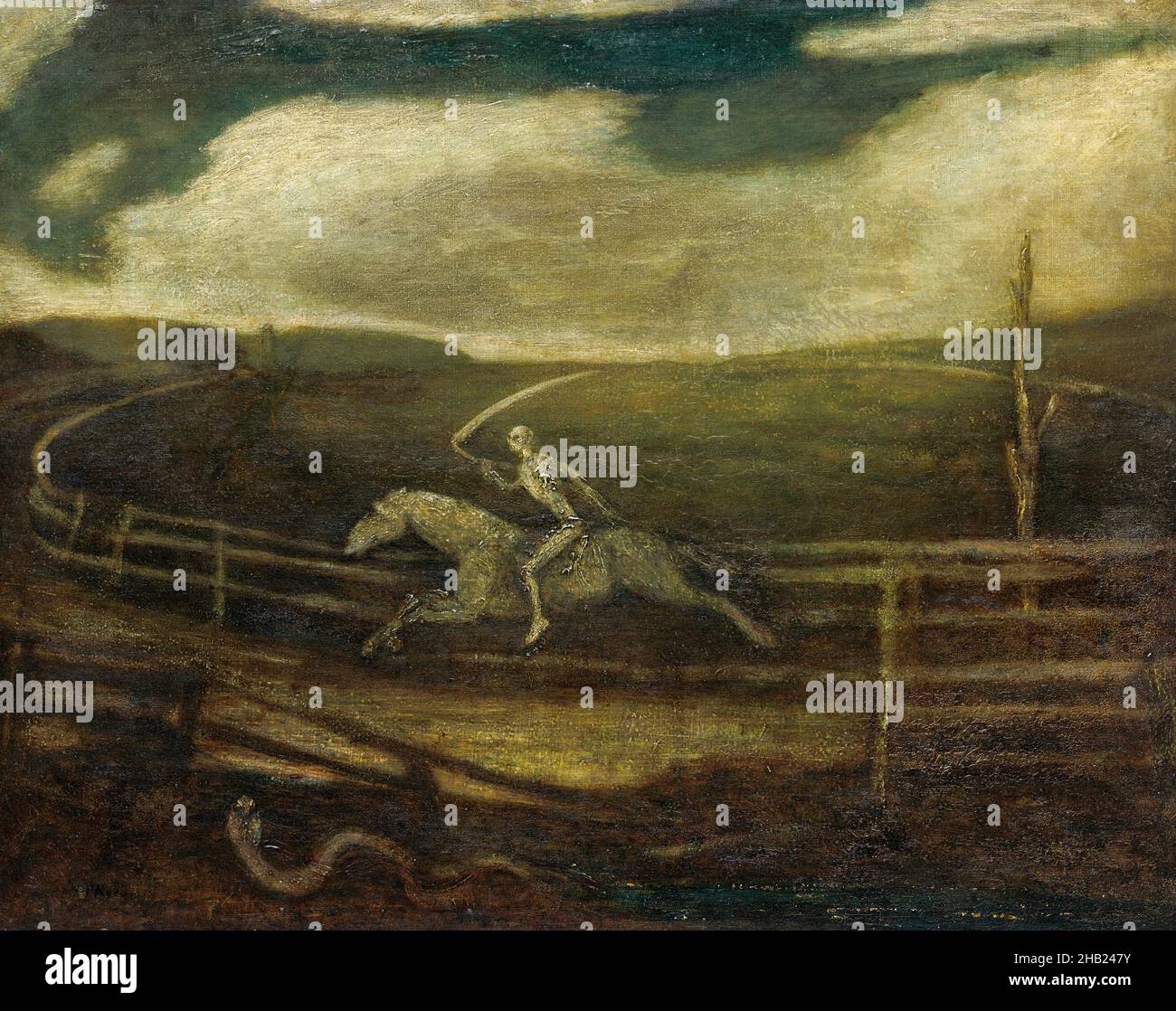 The Race Track (Death on a Pale Horse) by the American artist, Albert Pinkham Ryder (1847-1917), oil on canvas, c. 1896-1908 Stock Photo
