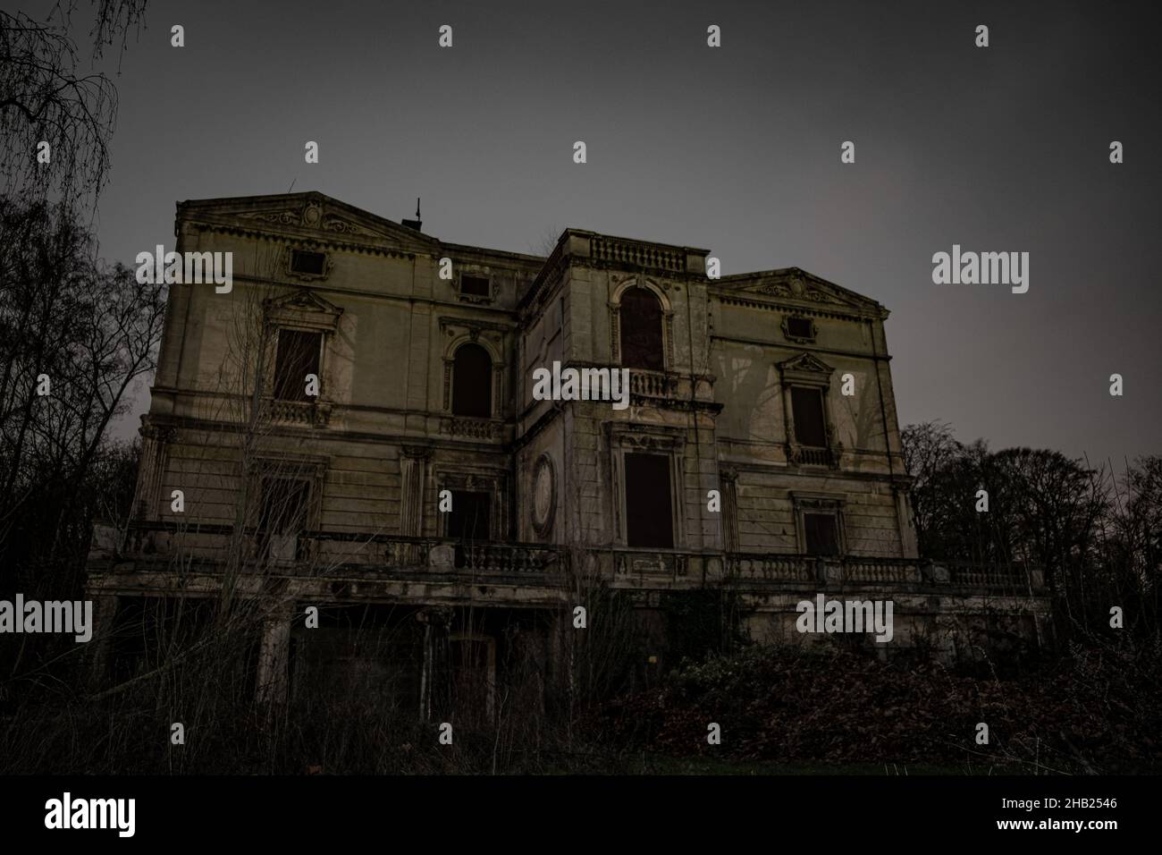 lost Villa at night Stock Photo