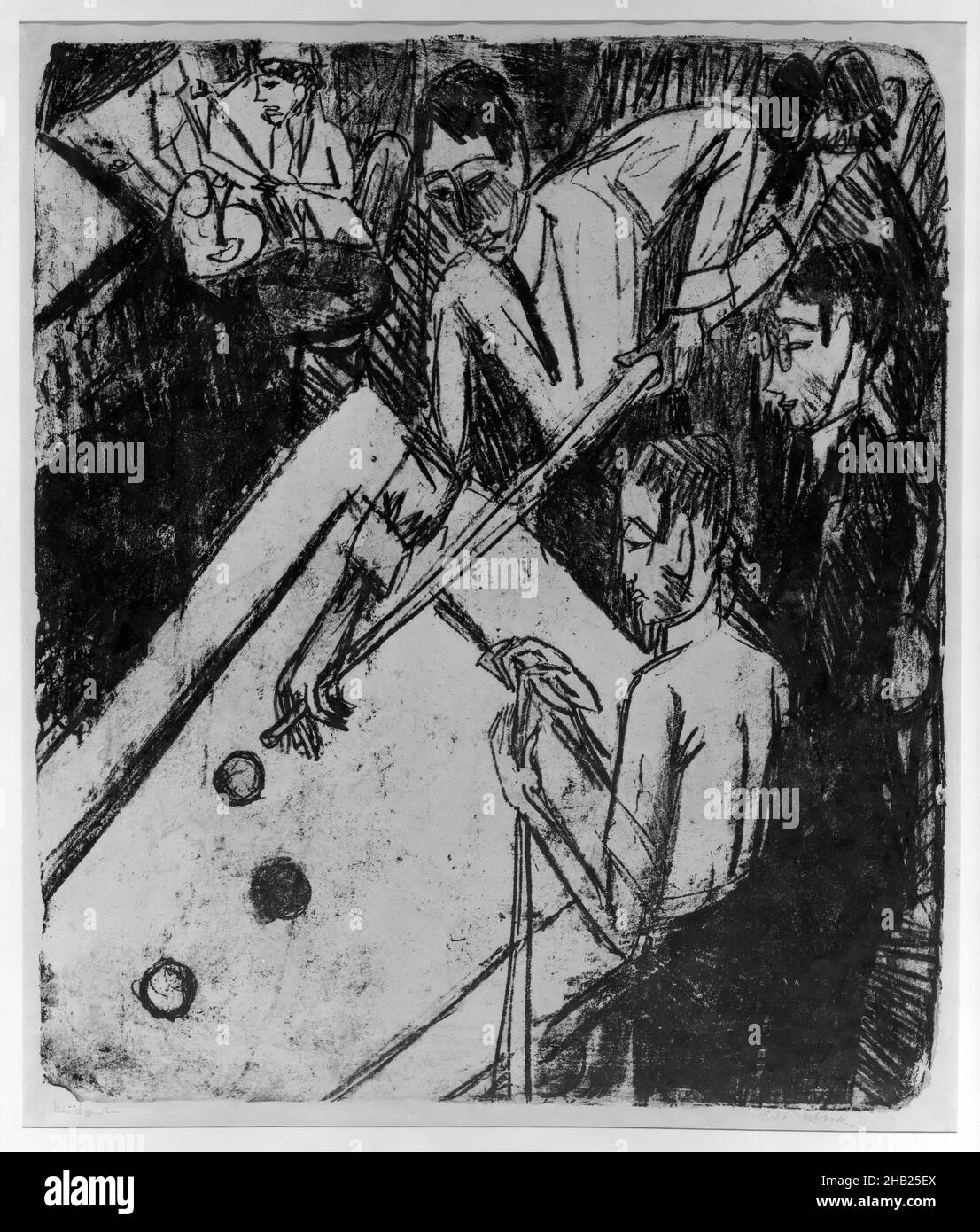 Billiard Players, Billardspieler, Ernst Ludwig Kirchner, German, 1880-1938, Lithograph on wove paper, Germany, 1915, Image: 23 3/8 x 19 13/16 in., 59.4 x 50.3 cm, cool, figures, German Art, modern, playing pool Stock Photo