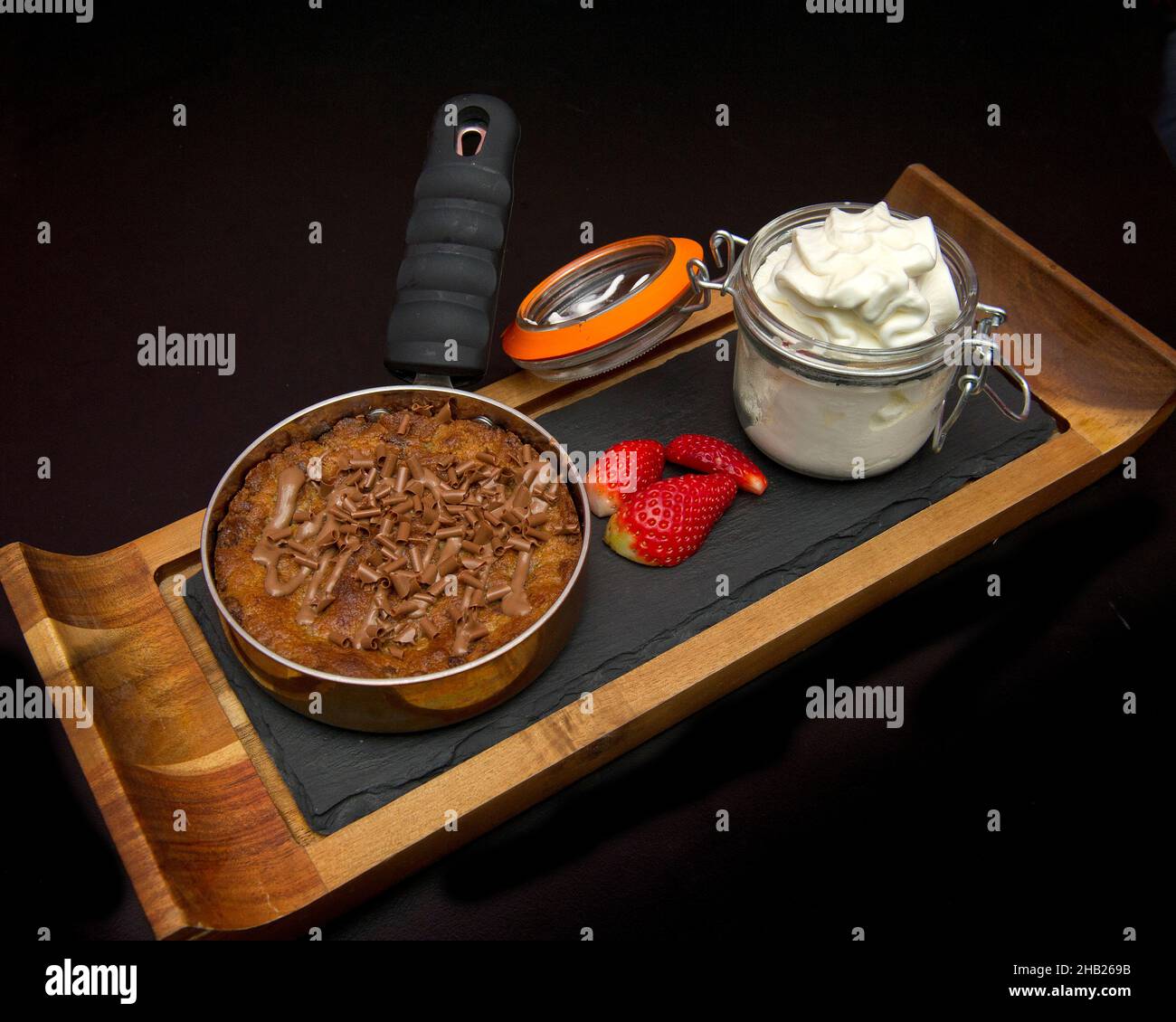 Chocolate chip cookie dough dessert Stock Photo